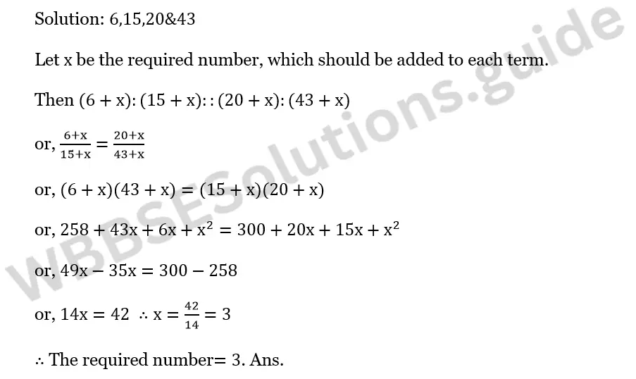 WBBSE Solutions For Class 10 Maths Chapter 5 Ration And Proportion Ex