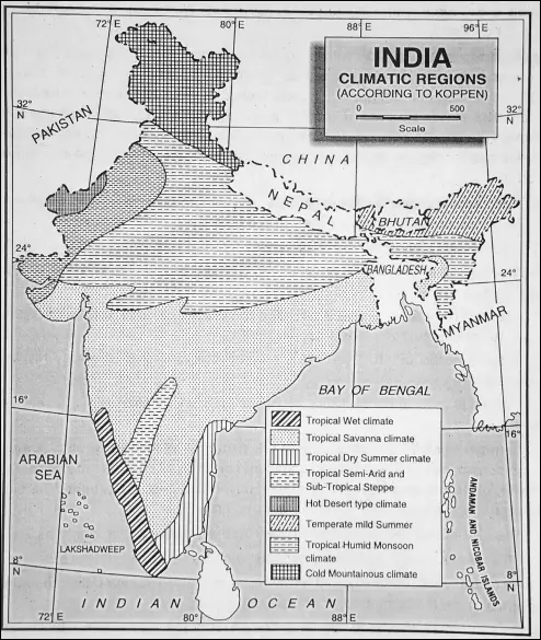 WBBSE Notes For Class 6 Physical Geography Chapter 10 India - Climate Of India Climatic Regions Of India