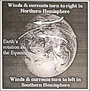 WBBSE Notes For Class 6 Physical Geography Chapter 4 The Earth's Motions The Earth's Rotation deflection Of Winds And Ocean Currents