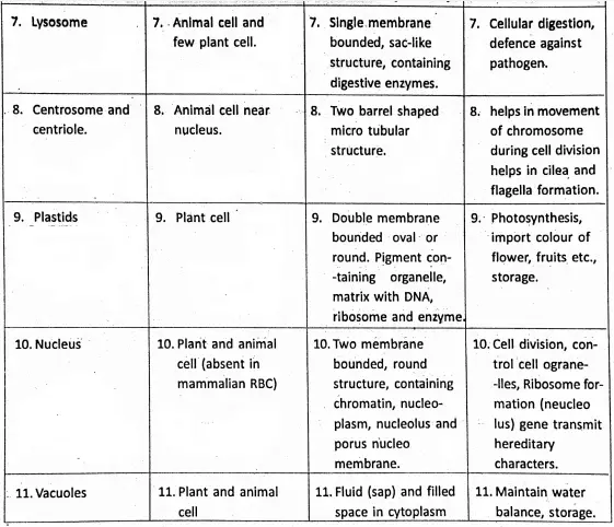 WBBSE Notes For Class 8 General Science And Environment Chapter 6 Structure Of Living Organism cell organelles their location and specific functions 1.
