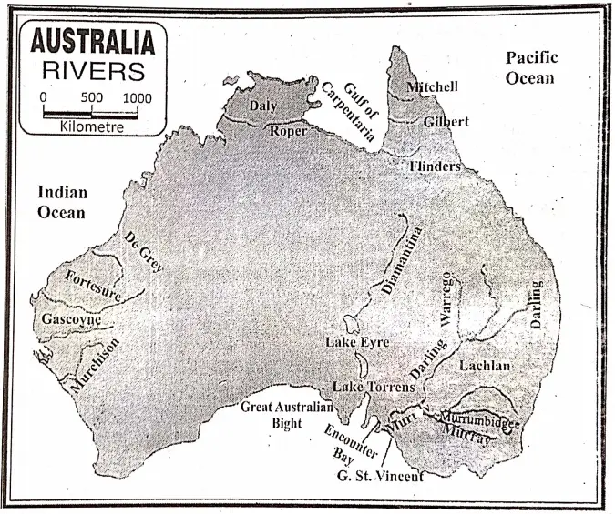 WBBSE Notes For Class 8 Geography Chapter 11 Oceania Australia(River)
