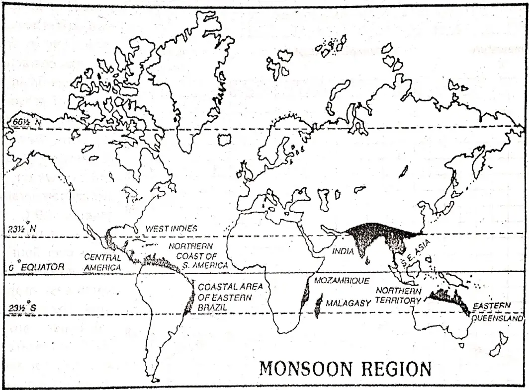 WBBSE Notes For Class 8 Geography Chapter 6 Climatic Regions Monsoon Climatic Region
