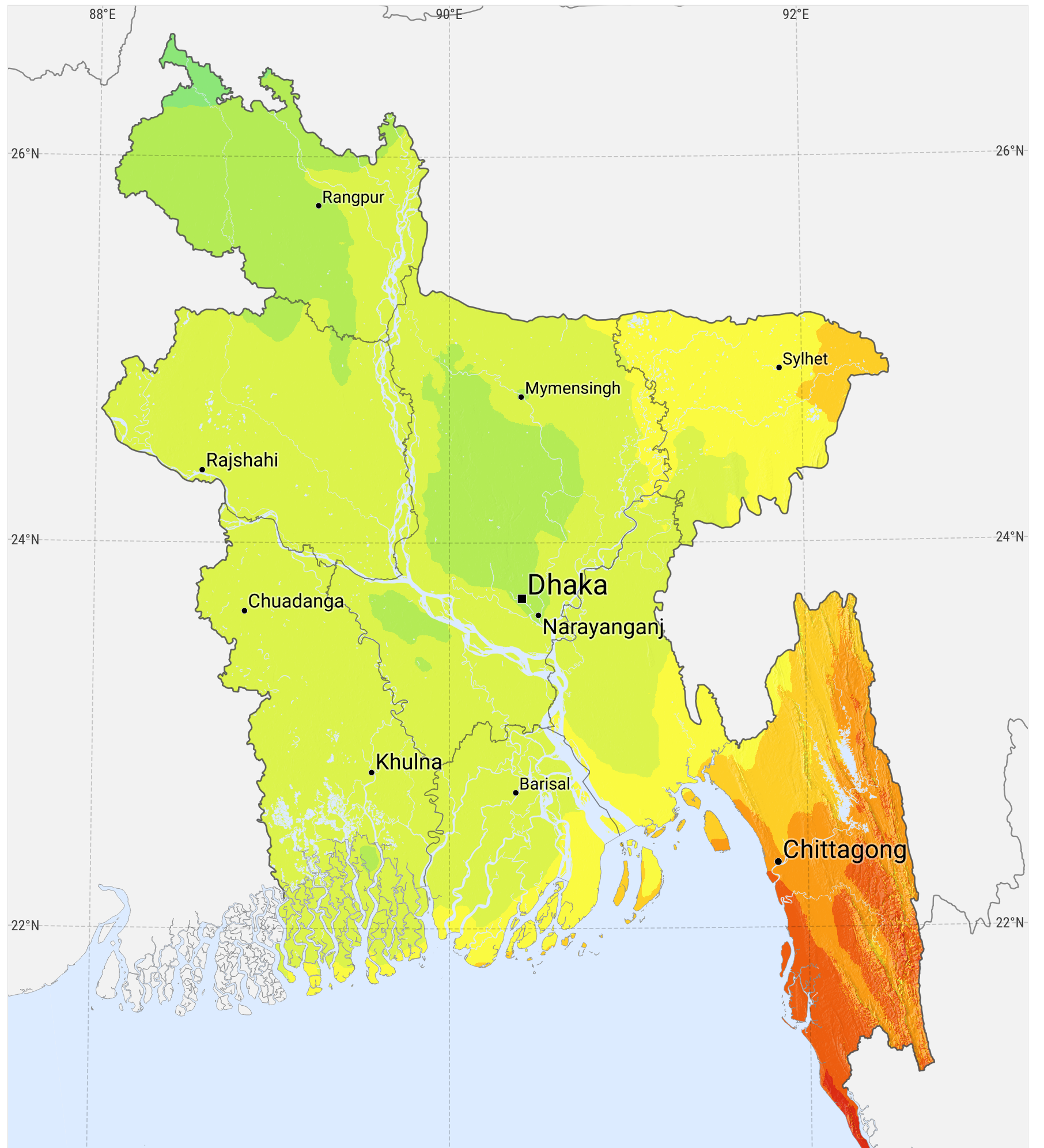 WBBSE Notes For Class 8 Geography Chapter 8 Some Neighbouring Countries Of India Map Of Bangladesh