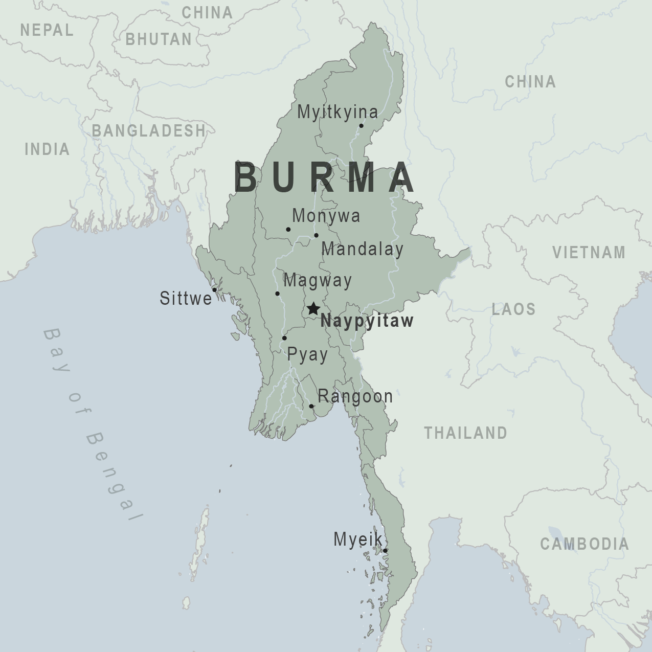 WBBSE Notes For Class 8 Geography Chapter 8 Some Neighbouring Countries Of India Map Of Myanmar