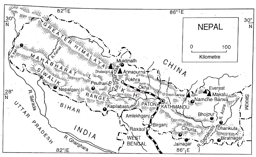WBBSE Notes For Class 8 Geography Chapter 8 Some Neighbouring Countries Of India Map Of Nepal