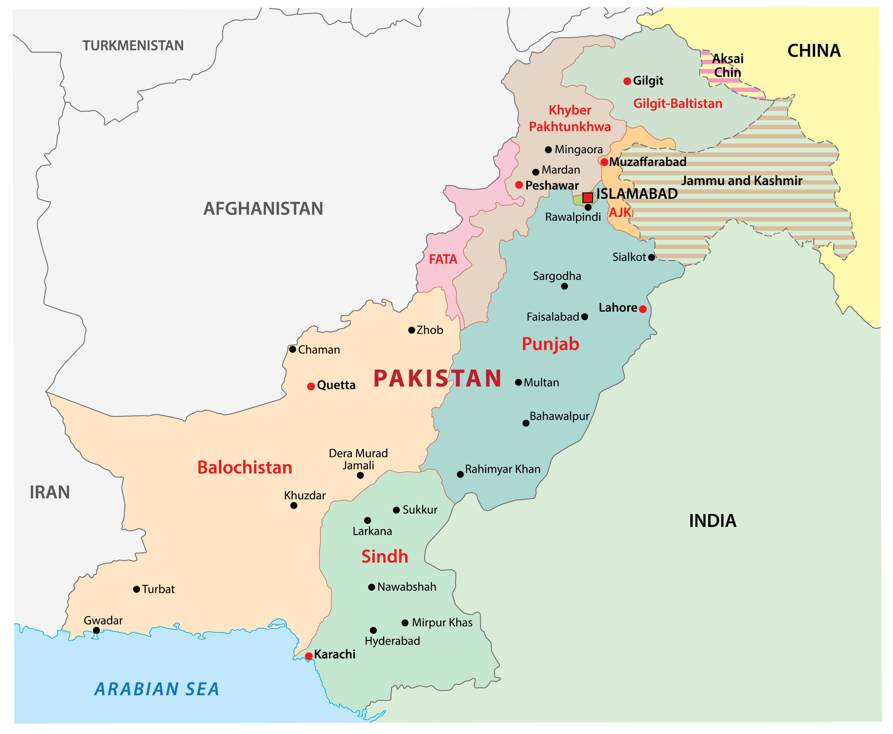 WBBSE Notes For Class 8 Geography Chapter 8 Some Neighbouring Countries Of India Map Of Pakistan
