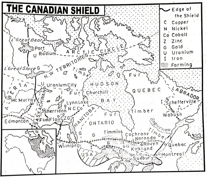 WBBSE Notes For Class 8 Geography Chapter 9 North America Canadian Shield