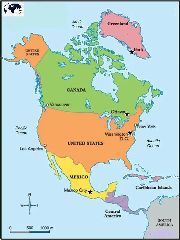 WBBSE Notes For Class 8 Geography Chapter 9 North America North America Political