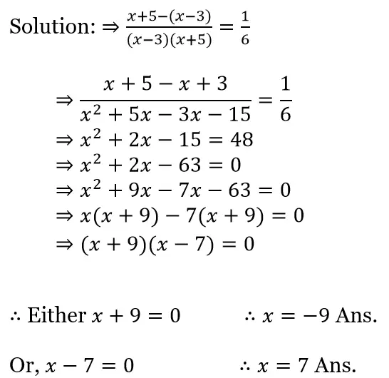 WBBSE Solutions For Class 10 Maths Chapter 1 Quadratic Equations In One Variable 12