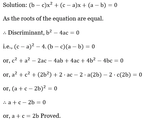 WBBSE Solutions For Class 10 Maths Chapter 1 Quadratic Equations In One Variable 12