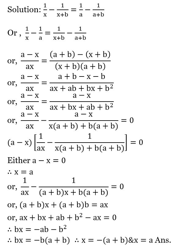 WBBSE Solutions For Class 10 Maths Chapter 1 Quadratic Equations In One Variable 21