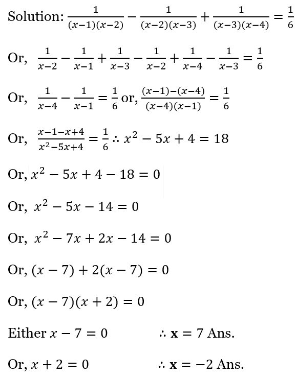 WBBSE Solutions For Class 10 Maths Chapter 1 Quadratic Equations In One Variable 22