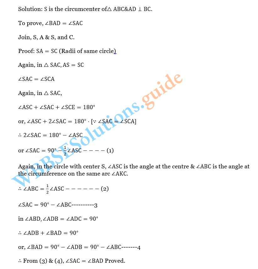 WBBSE Solutions For Class 10 Maths Chapter 7 Theorems Related To Angles In A Circle 10