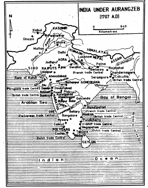 WBBSE Notes For Class 7 History Chapter 8 Crisis Of Mughal Empire India under Auranzeb.