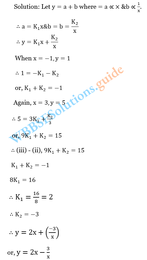 WBBSE Solutions For Class 10 Maths Chapter 13 Variation 1
