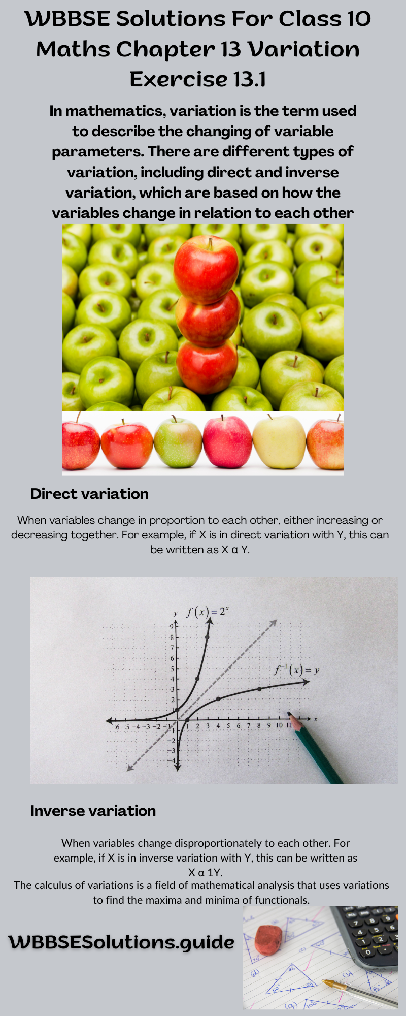 WBBSE Solutions For Class 10 Maths Chapter 13 Variation Exercise 13.1