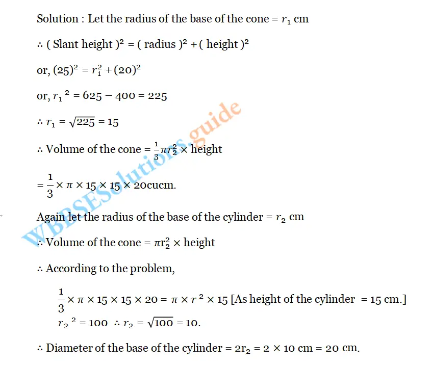 WBBSE Solutions For Class 10 Maths Chapter 19 Real Life Problems Related To Different Solid Objects 1
