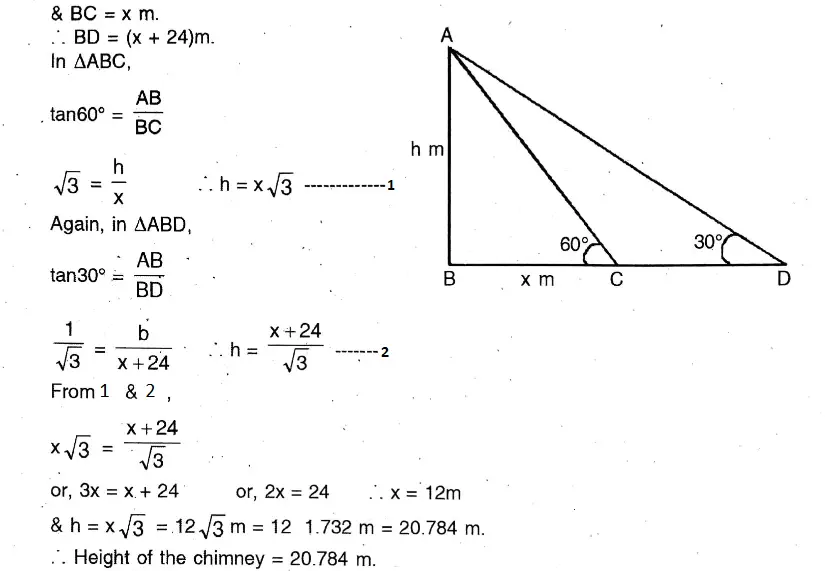 WBBSE Solutions For Class 10 Maths Chapter 25Application Of Trigonometric Ratios Heights & Distances 18