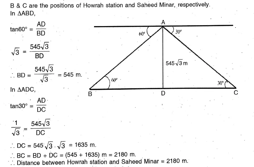 WBBSE Solutions For Class 10 Maths Chapter 25Application Of Trigonometric Ratios Heights & Distances 26