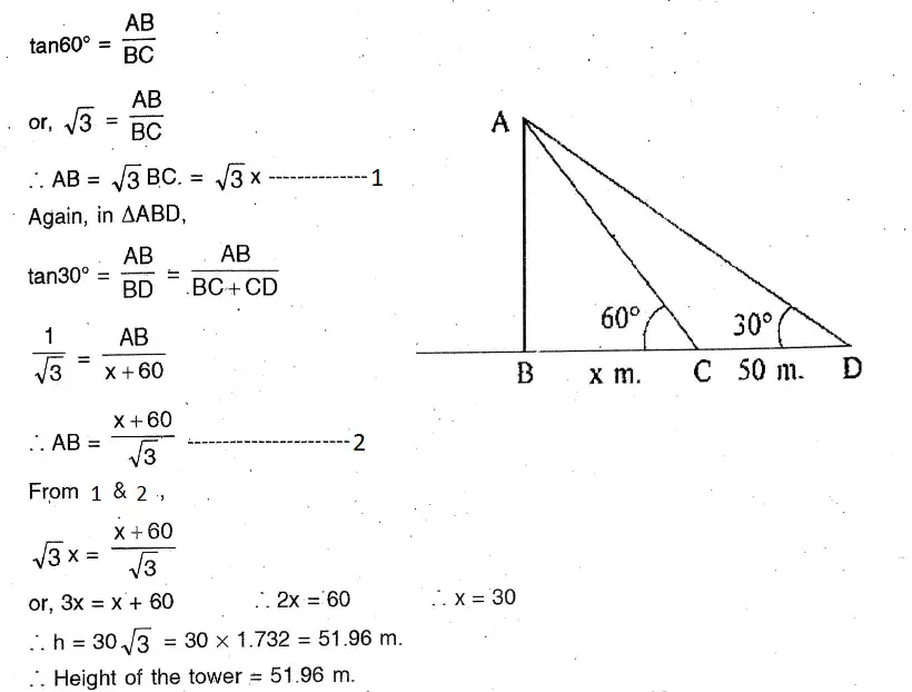 WBBSE Solutions For Class 10 Maths Chapter 25Application Of Trigonometric Ratios Heights & Distances 29