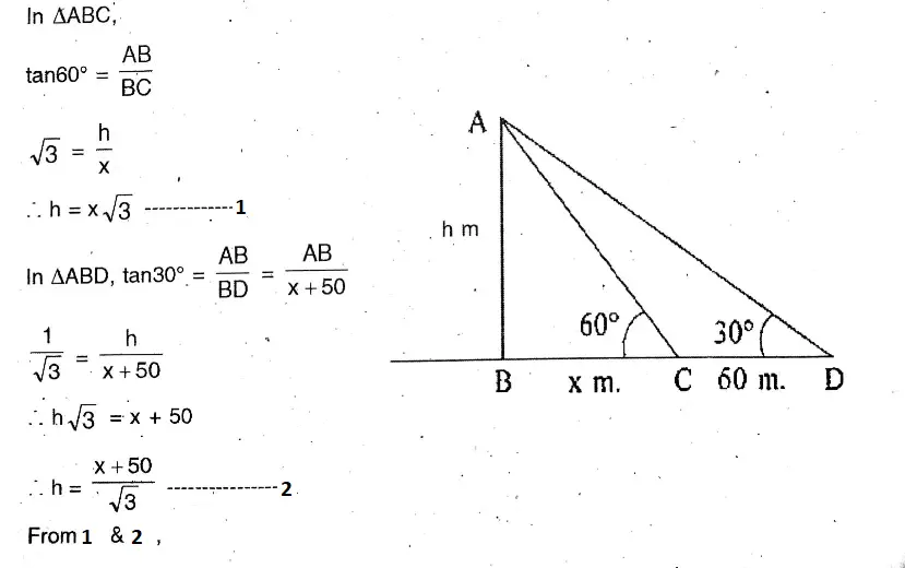 WBBSE Solutions For Class 10 Maths Chapter 25Application Of Trigonometric Ratios Heights & Distances 30