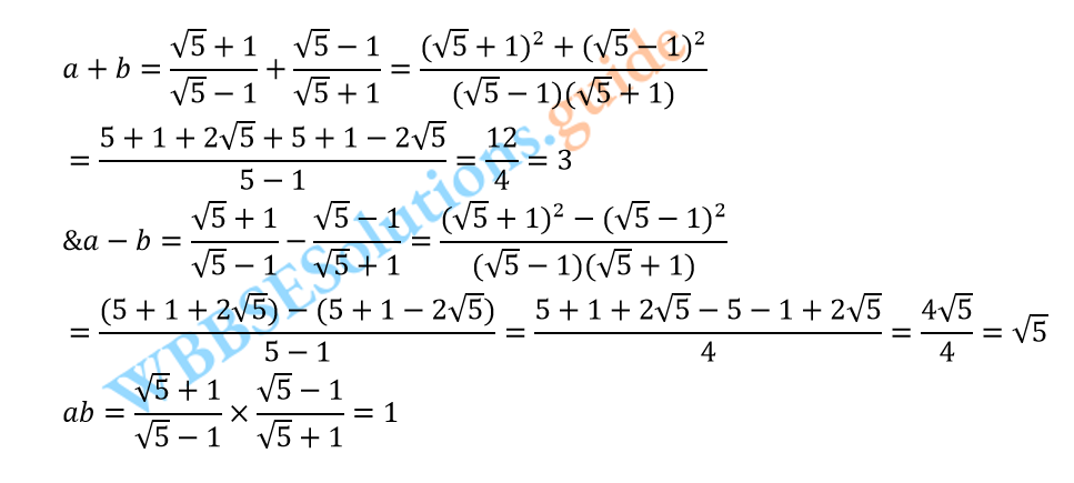 WBBSE Solutions For Class 10 Maths Chapter 9 Quadratic surd 5