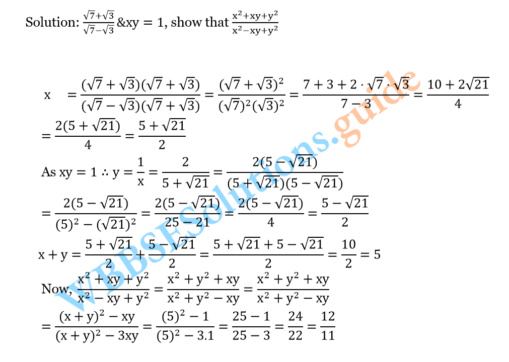 WBBSE Solutions For Class 10 Maths Chapter 9 Quadratic surd 9