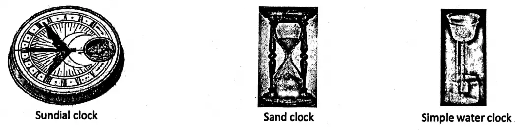 WBBSE Solutions For Class 6 General Science And Environment Chapter 5 Measurement Sundial clock, sand clock, simple water clock