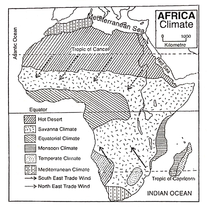 WBBSE Solutions For Class 7 Geography Chapter 10 Continent Of Africa Climatic Region Of Africa