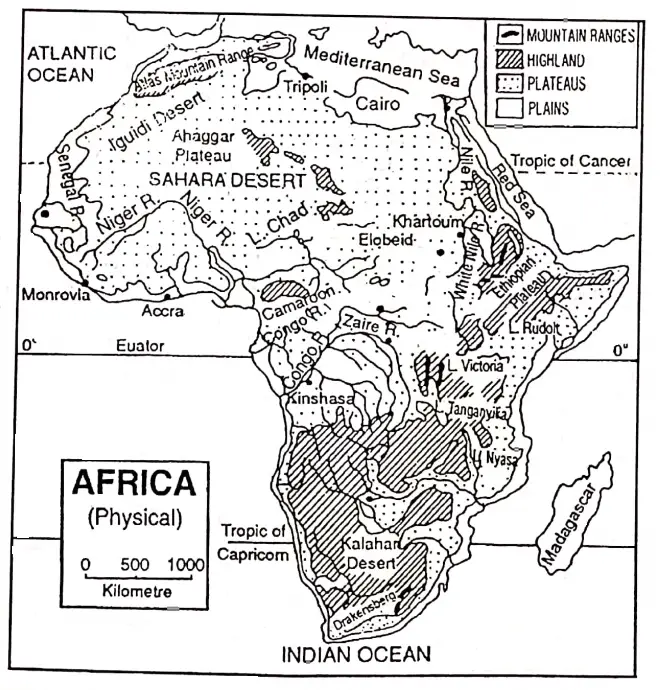 WBBSE Solutions For Class 7 Geography Chapter 10 Continent Of Africa Physiography