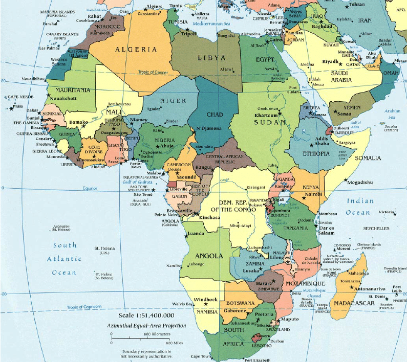 WBBSE Solutions For Class 7 Geography Chapter 10 Continent Of Africa Political Map of Africa