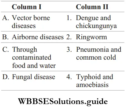 NEET Biology Common Diseases in Human MCQs Question 176 Match The Column