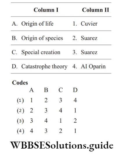 NEET Biology Evolution Miscellaneous Question 14 Match the following columns