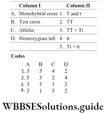 NEET Biology Mendelism Question 89 Match Following Column