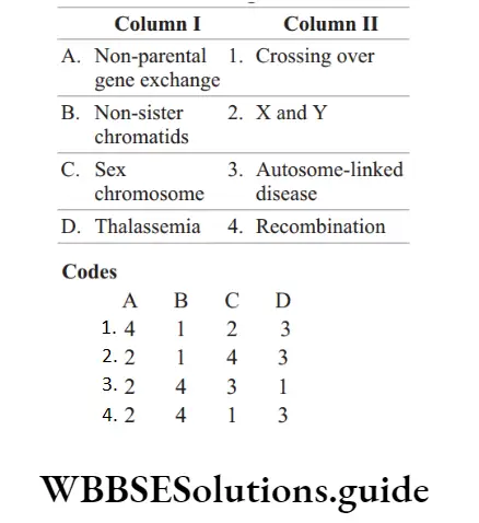 NEET Biology Miscellaneous Question 20 Match The Following Column