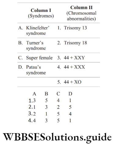 NEET Biology Pedigree Analysis And Genetic Disorders Match The Following Column Question 164