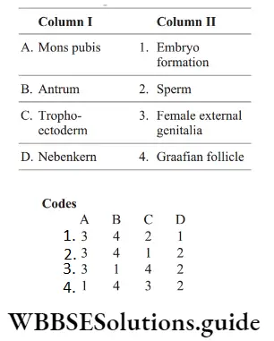 NEET Biology Pregnancy and Embryonic Development Question 50 Match The Column