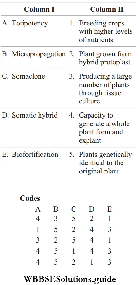 NEET Biology Strategies For Enhancement In Food Production Miscellaneous Question 8 Match The Column