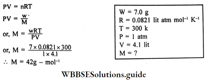 WBBSE Solutions For Class 10 Physical Science And Environment Chapter 2 Behaviour Of Gases Ideal Gas The Molecular Mass Of Gas