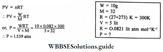 WBBSE Solutions For Class 10 Physical Science And Environment Chapter 2 Behaviour Of Gases Ideal GasThe Gas In Atomosheres In The Container