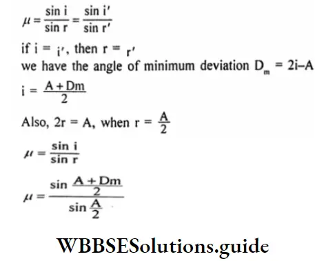 WBBSESolutions For Class 10 Physical Science And Environment Chapter 5 Light Deviation Angle