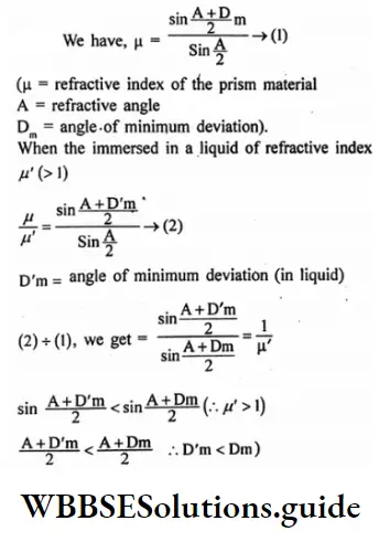 WBBSESolutions For Class 10 Physical Science And Environment Chapter 5 Light Minimum Deviation Of Glass Prism