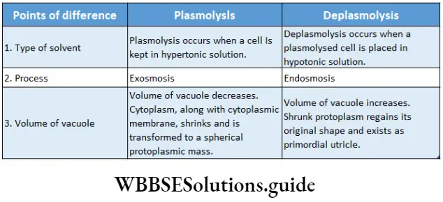 Biology class 11 chapter 11 Transport In Plants Differences between plasmolysis and deplasmolysis