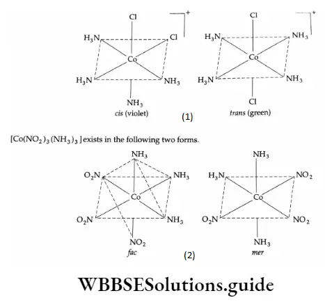 Coordination Compounds and Organometallics The geometric isomers
