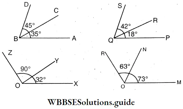 WBBSE Solution For Class 8 Chapter 6 Complementary Angles Supplementary Angles And Adjacent Angles Adjacent Angles By Using Protractor