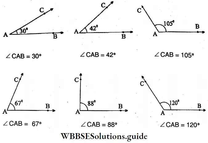 WBBSE Solutions For Class 6 Maths Chapter Chapter 22 Drawing Of Different Geometrical Figures Angles With Protractor