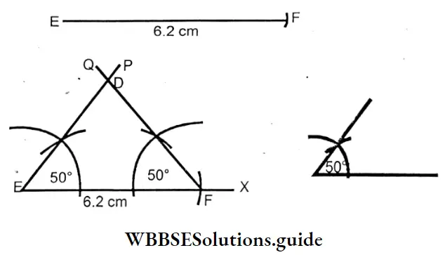WBBSE Solutions For Class 7 Maths Chapter 8 Construction Of Triangles Isosceles Triangle Of DEF Or Ray Of EX
